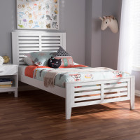 Baxton Studio HT1704-White-Twin Sedona Modern Classic Mission Style White-Finished Wood Twin Platform Bed